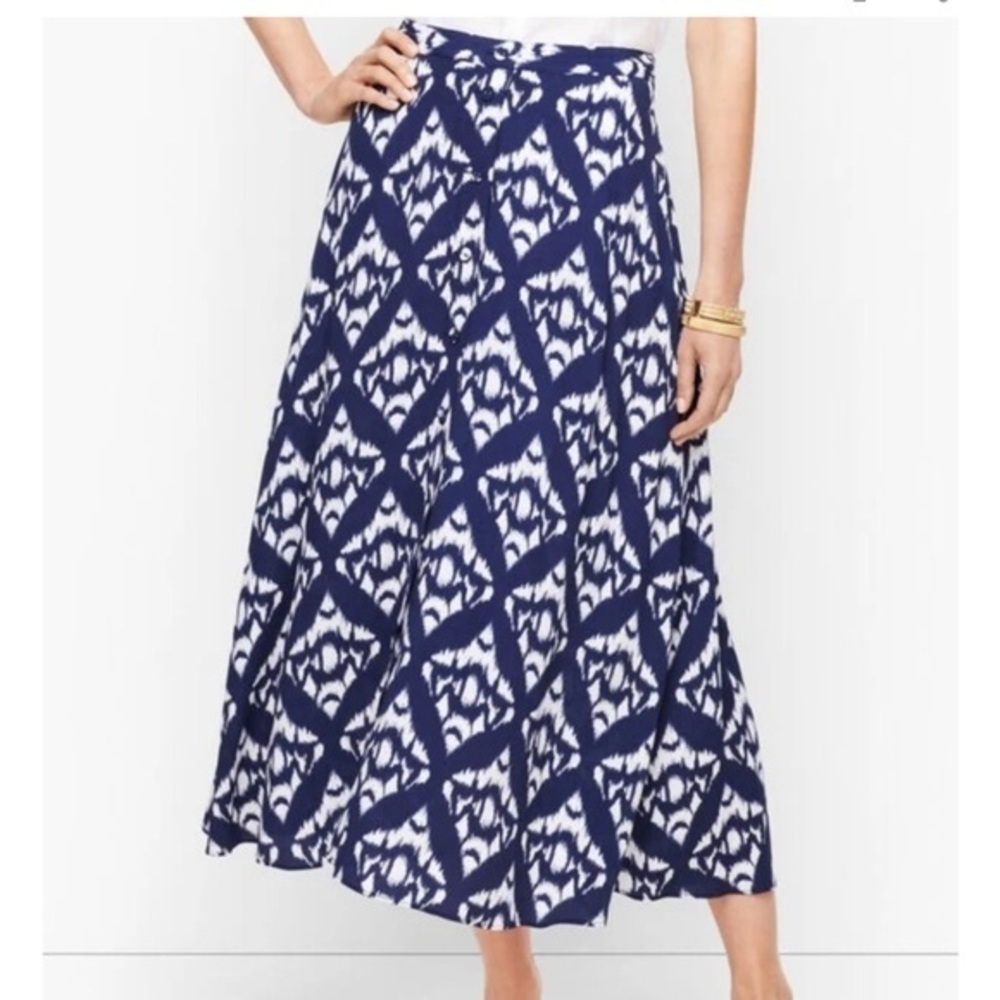 Talbots midi skirt blue and white nwt size 16 P